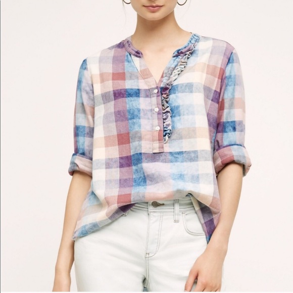 Anthropologie Tops - Anthro Isabella Sinclair Plaid Stonewash Tunic